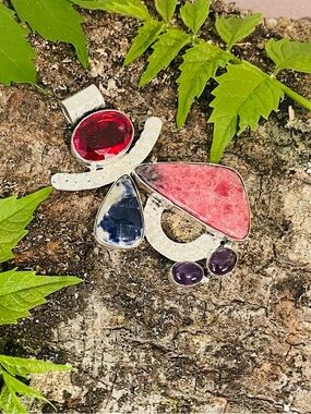 Rhodonite Sodalite 925 Sterling Silver Pendant